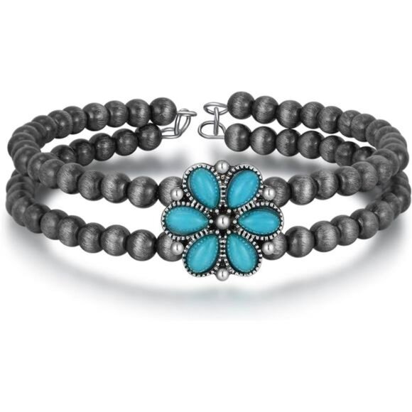 Navajo Pearl Bracelet for Women Turquoise Cuff Bracelet Boho Beaded Western - Picture 1 of 7